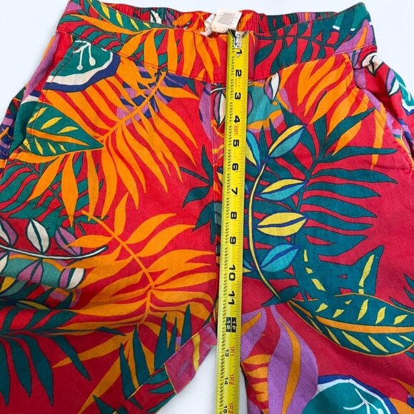 C&C California Tropical Linen Wide Leg Floral Elastic Waist Crop Pants Women’s S - Picture 3 of 7